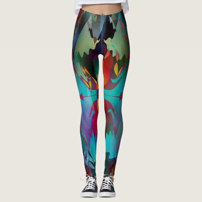 Färg Abstrakt för Artsy-Mörk Leggings (Framsida)