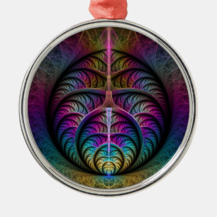 Färg Abstrakt Fractal Art Julgransprydnad Metall