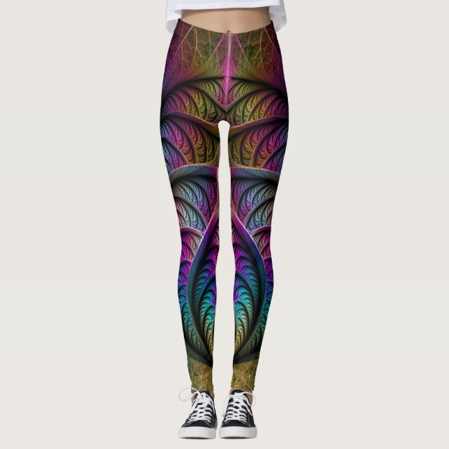 Färg Abstrakt Fractal Art Leggings (Framsida)