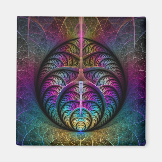 Färg Abstrakt Fractal Art Magnet (Framsidan)