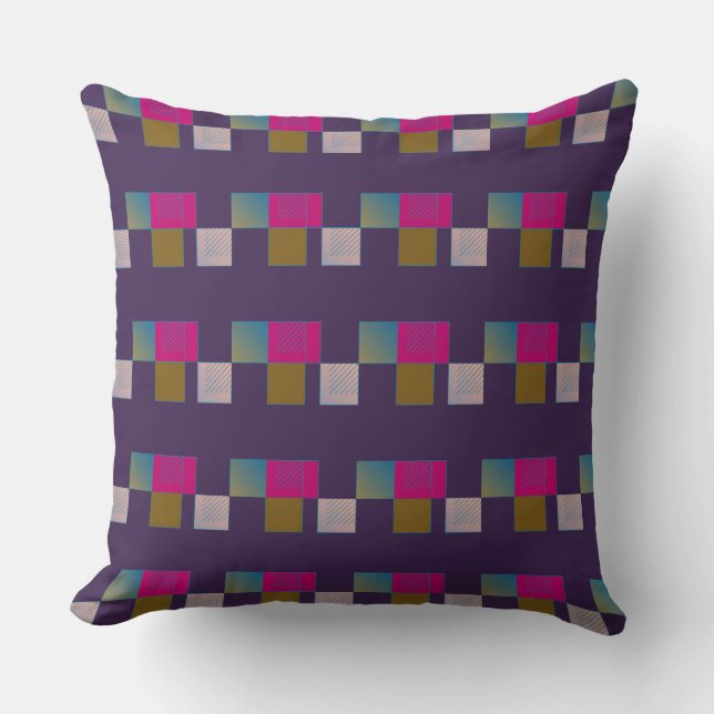 Färg Abstrakt Geometric Mönster Lila Blue Kudde (Framsida)