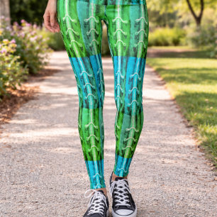 Färg Abstrakt Grönt Löv Leggings