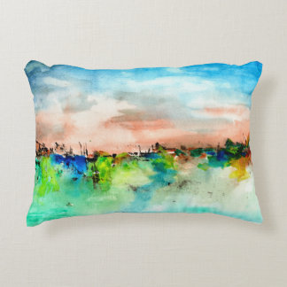 Färg Abstrakt Liggande vattenfärg Skriv ut Prydnadskudde