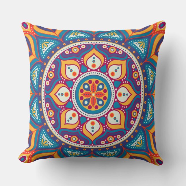 Färg Abstrakt Mandala Decor Pillow Kudde (Framsida)