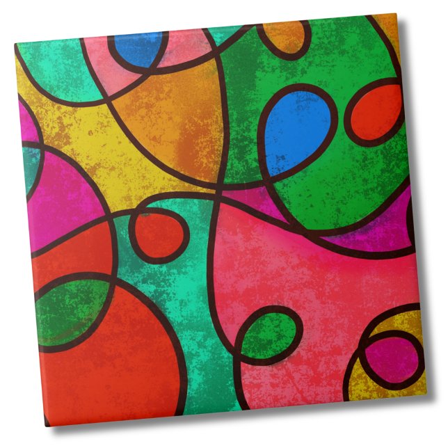 Färg Abstrakt Modern Art Kakelplatta (Contemporary Colorful Modern Art Graffiti Abstract Tile)