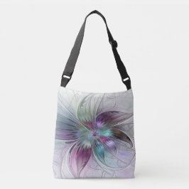 Färg Abstrakt Modern Blommigt Fractal Art Axelväska