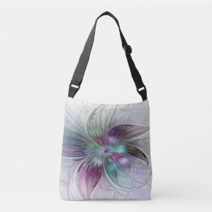 Färg Abstrakt Modern Blommigt Fractal Art Axelväska