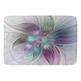 Färg Abstrakt Modern Blommigt Fractal Art Badrumsmatta