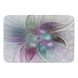 Färg Abstrakt Modern Blommigt Fractal Art Badrumsmatta