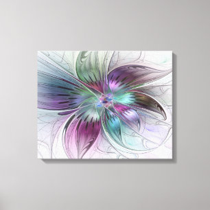 Färg Abstrakt Modern Blommigt Fractal Art Canvastryck