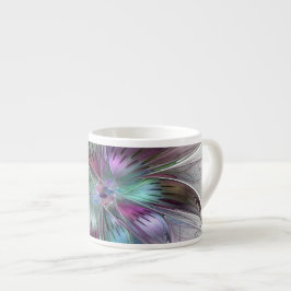 Färg Abstrakt Modern Blommigt Fractal Art Espressomugg