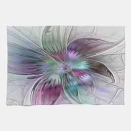 Färg Abstrakt Modern Blommigt Fractal Art Kökshandduk