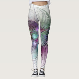 Färg Abstrakt Modern Blommigt Fractal Art Leggings