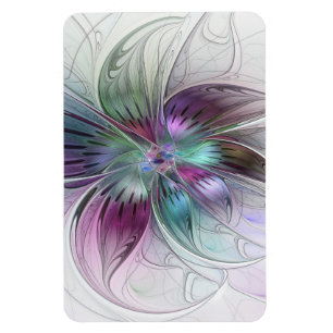 Färg Abstrakt Modern Blommigt Fractal Art Magnet