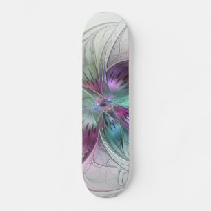 Färg Abstrakt Modern Blommigt Fractal Art Mini Skateboard Bräda 18,5 Cm