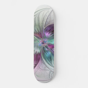 Färg Abstrakt Modern Blommigt Fractal Art Mini Skateboard Bräda 18,5 Cm