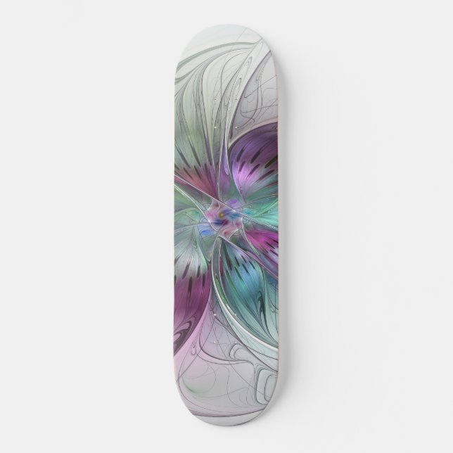 Färg Abstrakt Modern Blommigt Fractal Art Mini Skateboard Bräda 18,5 Cm (Framsida)