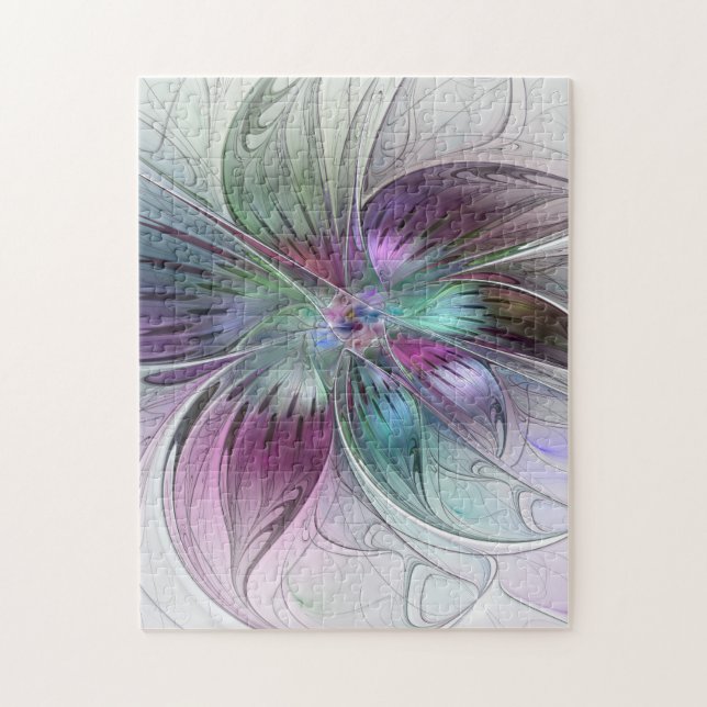 Färg Abstrakt Modern Blommigt Fractal Art Pussel (Vertikal)
