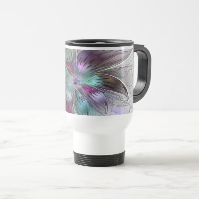 Färg Abstrakt Modern Blommigt Fractal Art Resemugg (Framsida höger)