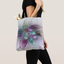 Färg Abstrakt Modern Blommigt Fractal Art Tygkasse