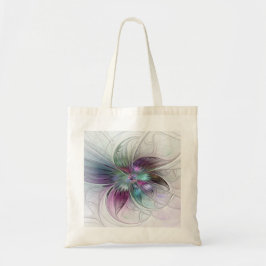 Färg Abstrakt Modern Blommigt Fractal Art Tygkasse