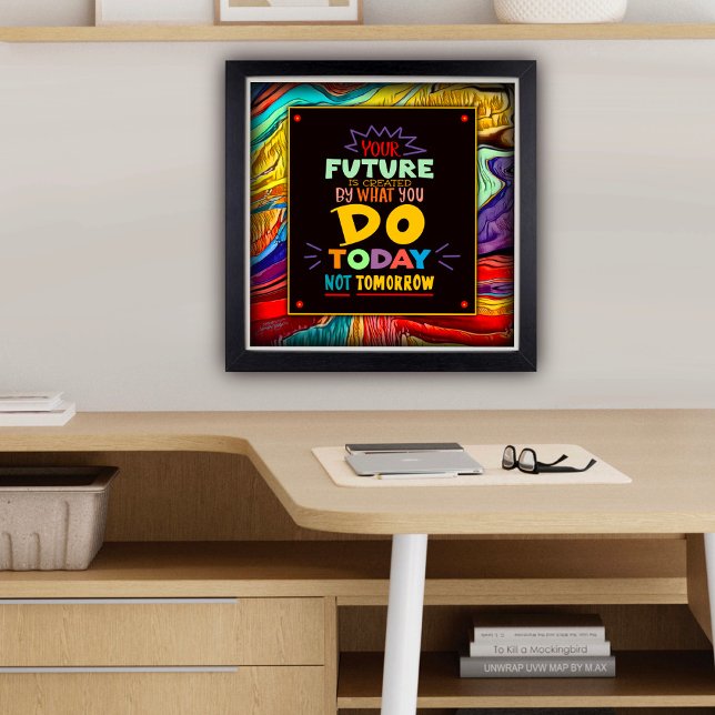 Färg Abstrakt Modern Futur inspirerande klassrum Poster (Fun, colorful future quote Classroom Poster by Inspirivity)