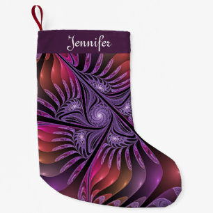 Färg Abstrakt Modern Lila Fractal Namn Liten Julstrumpa