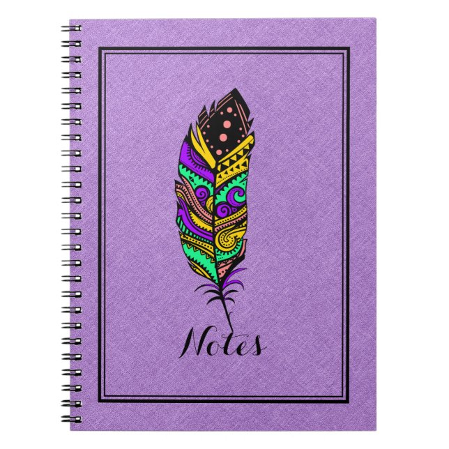 Färg Abstrakt Native American Feather nr 2 Anteckningsbok Med Spiral (Framsidan)