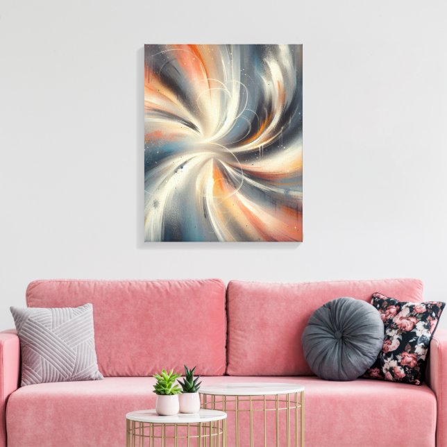 Färg Abstrakt Paintbrush Spiral Mönster Canvastryck (Insitu (Vardagsrum))