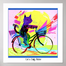 Färg Abstrakt PEG Art Cat Riding Bicycle