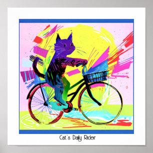 Färg Abstrakt PEG Art Cat Riding Bicycle Poster