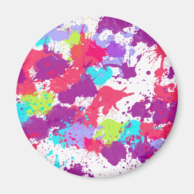 Färg Abstrakt Platter Paint, Red och Lila Magnet (Framsidan)