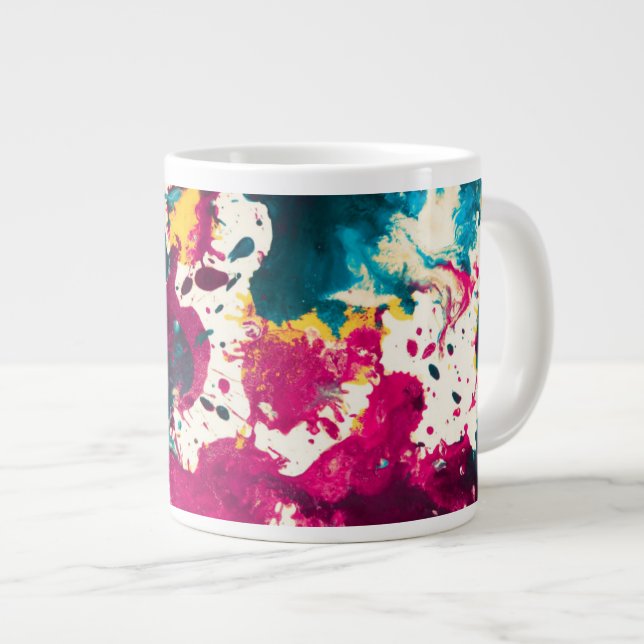 Färg Abstrakt Platter Paint Teal och Magenta Jumbo Mugg (Framsida höger)