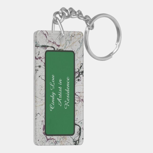 Färg Abstrakt Platter Painting Keychain (Vänster Baksida)