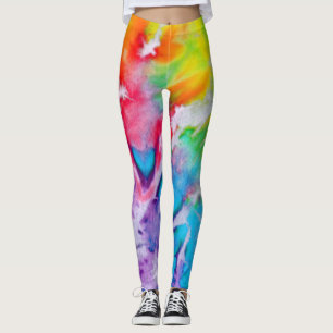 Färg Abstrakt Regnbåge Watercolor Tie Dye Yoga Leggings