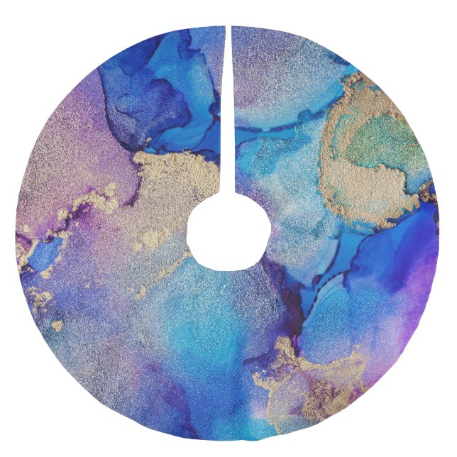 Färg Abstrakt: Texturerad Oljemålning. Julgransmatta Borstad Polyester (Framsidan)