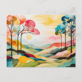 Färg Abstrakt Vår Vattenfärg Vykort