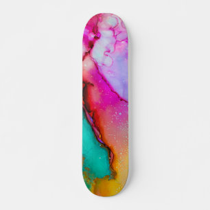 Färg Abstrakt Vattenfärg Mini Skateboard Bräda 18,5 Cm