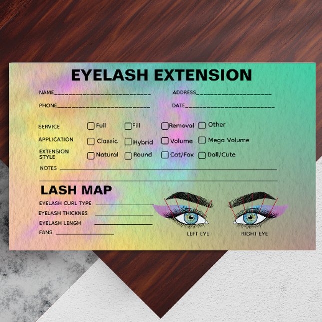 Färg Abstrakt Vattenfärgad Lash-klient Karta Visitkort (Colourful Abstract Watercolor Lash Client Map Business Card)