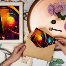 färg abstraktionsstad sol i den ljusa portalen mån