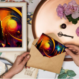 färg abstraktionsstad sol i den ljusa portalen mån vykort