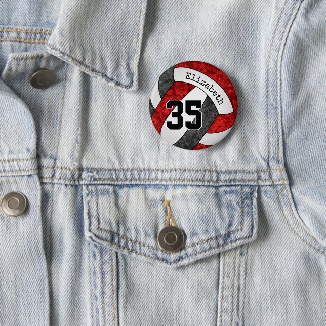 färg anpassningsbar, rött svart volleyball-lag knapp (In Situ)