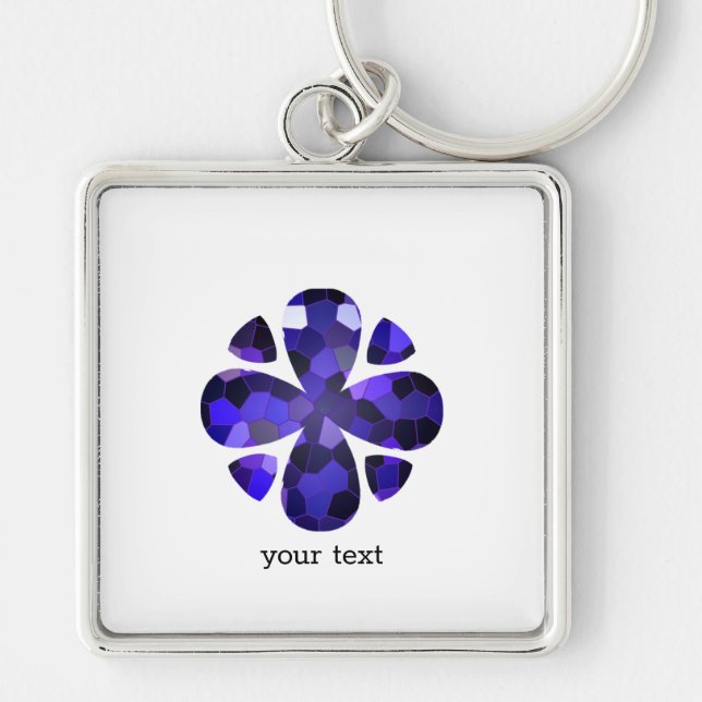 Färg Art, blå Fyrkantig Silverfärgad Nyckelring (Framsidan)