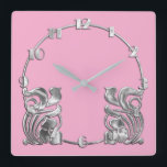 Färg Art Deco Silver-design Fyrkantig Klocka<br><div class="desc">All Färg Art Deco Silver-design Designad av Umua. Tryckt och avsänt av Zazzle eller dess partner.</div>