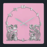 Färg Art Deco Silver-design Fyrkantig Klocka<br><div class="desc">All Färg Art Deco Silver-design Designad av Umua. Tryckt och avsänt av Zazzle eller dess partner.</div>