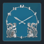 Färg Art Deco Silver-design Fyrkantig Klocka<br><div class="desc">All Färg Art Deco Silver-design Designad av Umua. Tryckt och avsänt av Zazzle eller dess partner.</div>