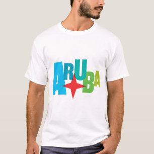 Färg Aruba-text med Red Star Design T Shirt