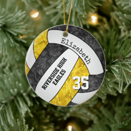färg av det svarta guld-volleyball-laget julgransprydnad keramik