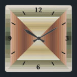 Färg av konst av brun, Grönt och randig Mönster Fyrkantig Klocka<br><div class="desc">Dekoration av köldkonst och heminredning av dekortillbehör som är tryckt med Färger av Konsdesign av brun, Grönt och randig Mönster och produktsamling som är utvald av FabricSeal på Zazzle.com #ZazzleMade Vågrät och Lodrät som upprepar mönster line rand geometric crisscross sectional down to Earth färg block section of artichoke, avocado grönt,...</div>
