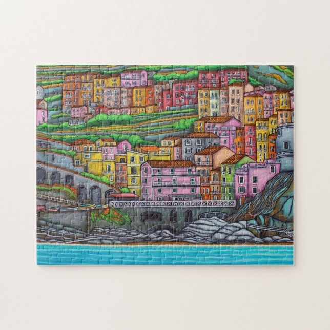 Färg av Manarola 11x14 Puzzle with Gift Box Pussel (Horisontell)